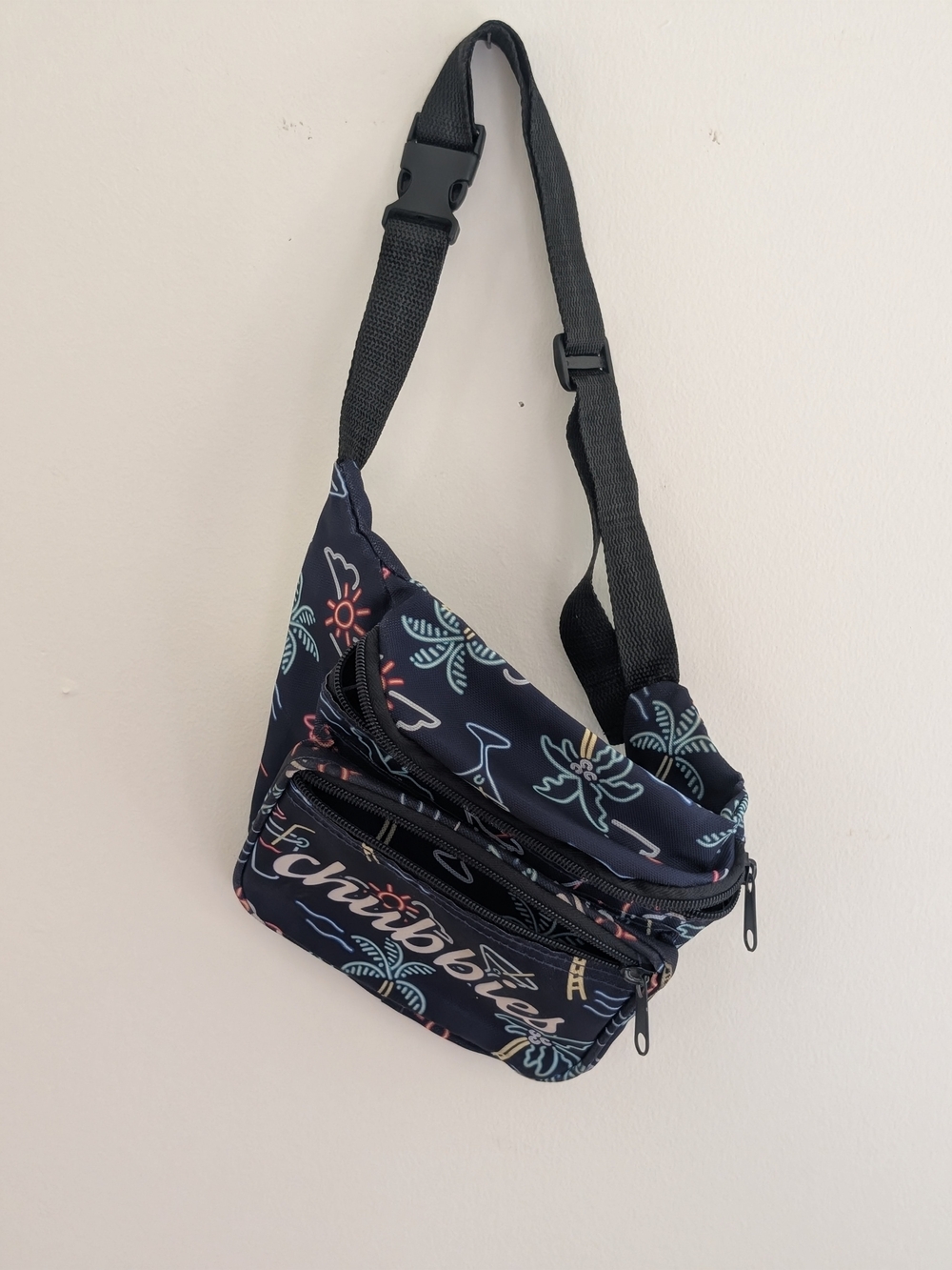 chubbies Navy Tropical Print Crossbody Bag